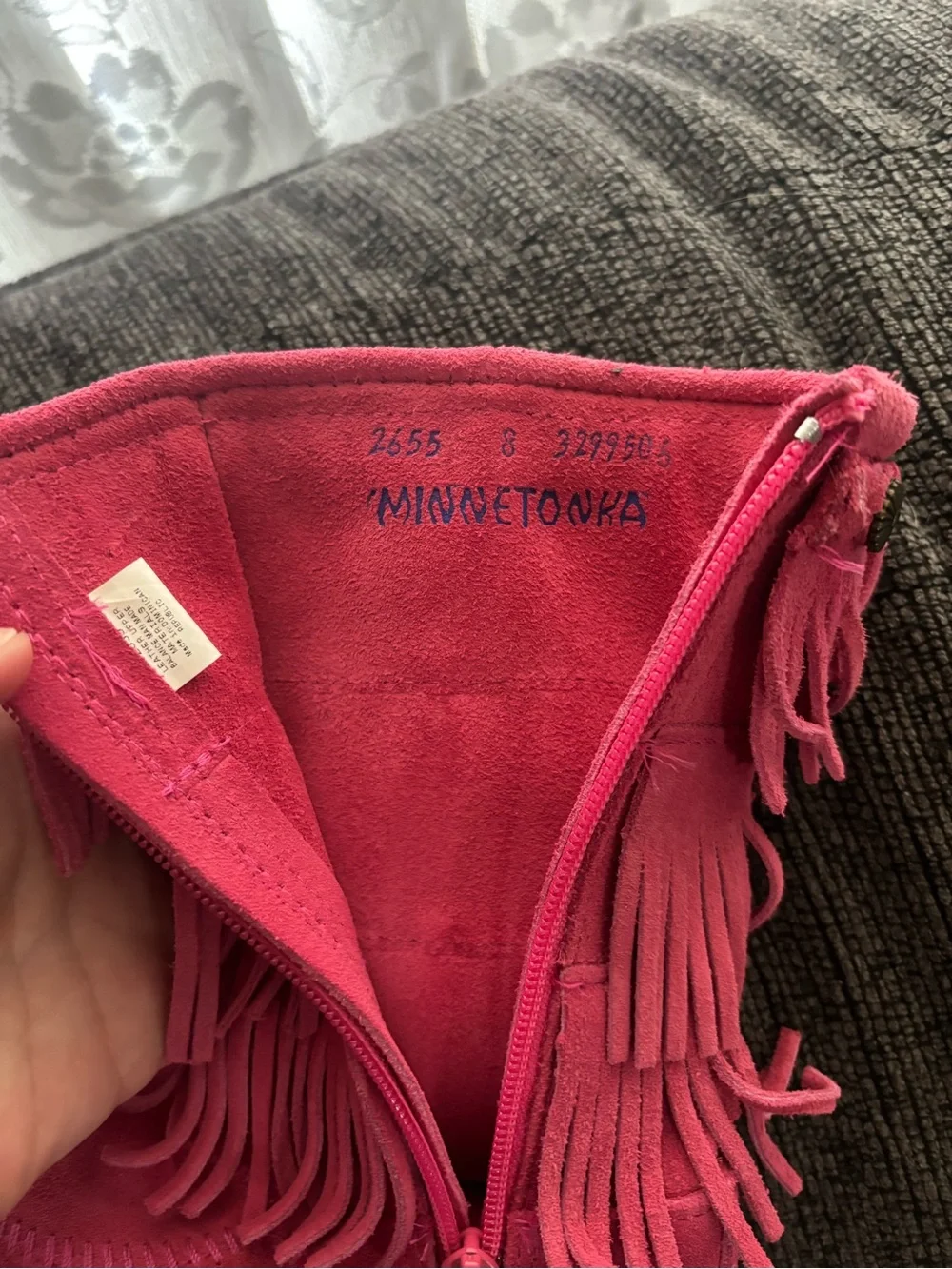 💖 Minnetonka Pink 3 Layer Fringe Moccasin High Calf Toddler Boots 8 Retail $60!!